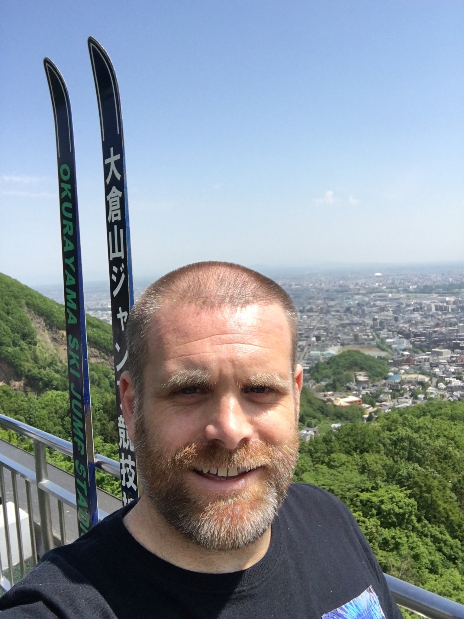Selfie at the top of the ski jump used for the Winter Olympics in Saporro 1972.