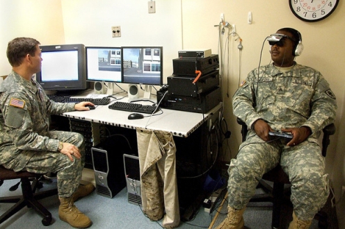 Soldiers trying out Virtual Iraq
