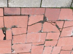 Broken paving which strikes fear in the heart of anyone who is a falls' risk
