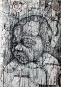 GV Art London, David Marron, Fentanyl Dreams, 2012-14, Charcoal, acrylic and collage on paper, 84 x 59cm