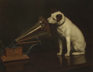 L0081645 'His Masters Voice'. Painting by Franci